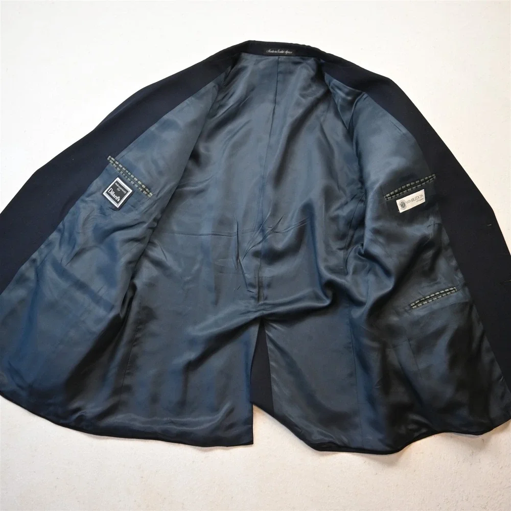 Vtg USA Made 46R Navy Blue Gold Button Mens Blazer Suit Jacket Sport‎ Coat